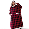 Long winter plush fleece wearable hooded blanket blacknorway™
