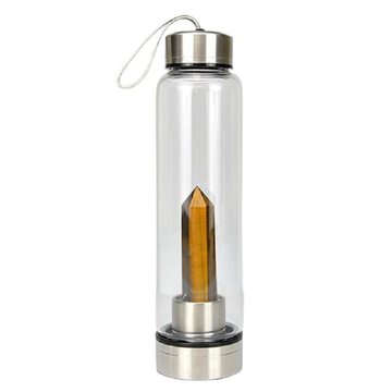 Natural Quartz Gemstone Glass Water Bottle with Rope BLXCK NORWAY™