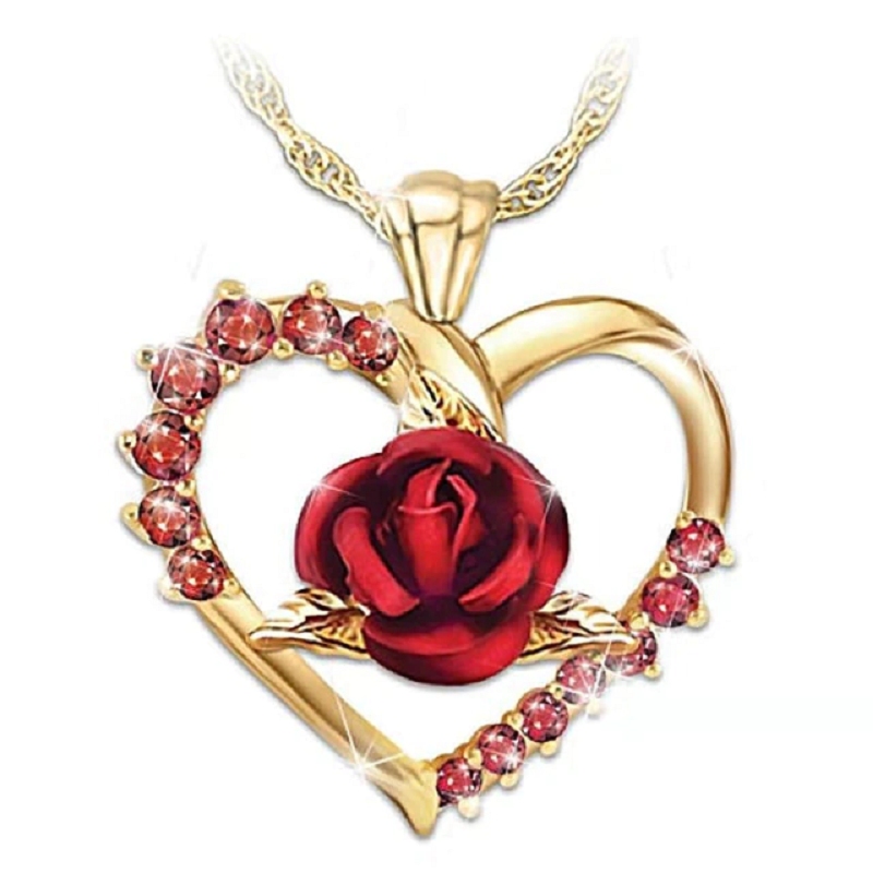Red rose crystal necklace blacknorway™