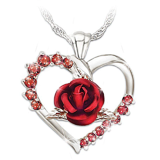 Red rose crystal necklace blacknorway™