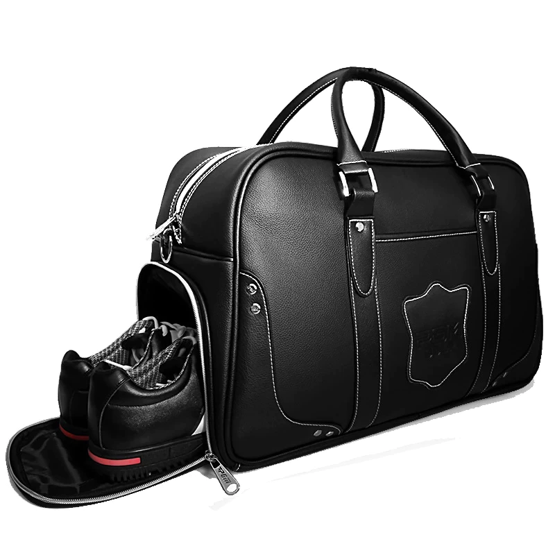 Black leather golf clothing bag blacknorway™