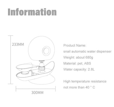 Snails Bubble Automatic Pet Water Dispenser BLXCK NORWAY™